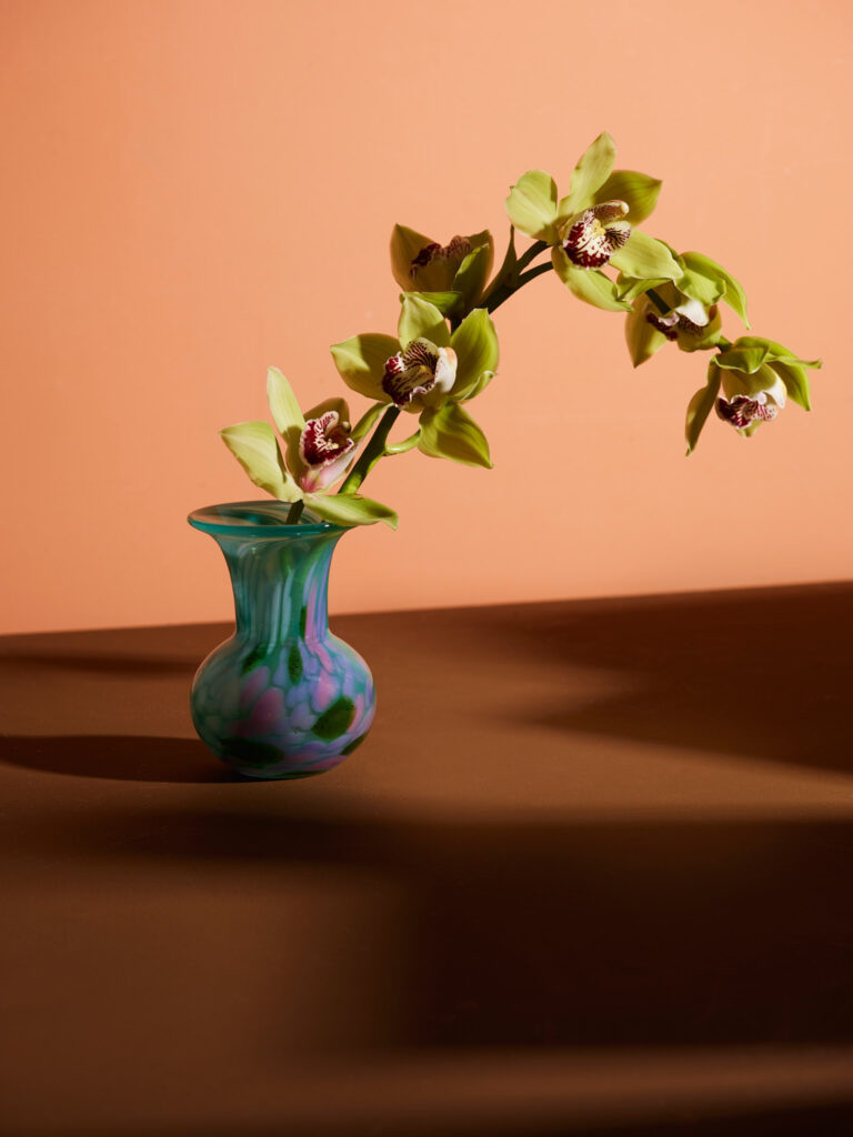 Green vintage vase in art glass