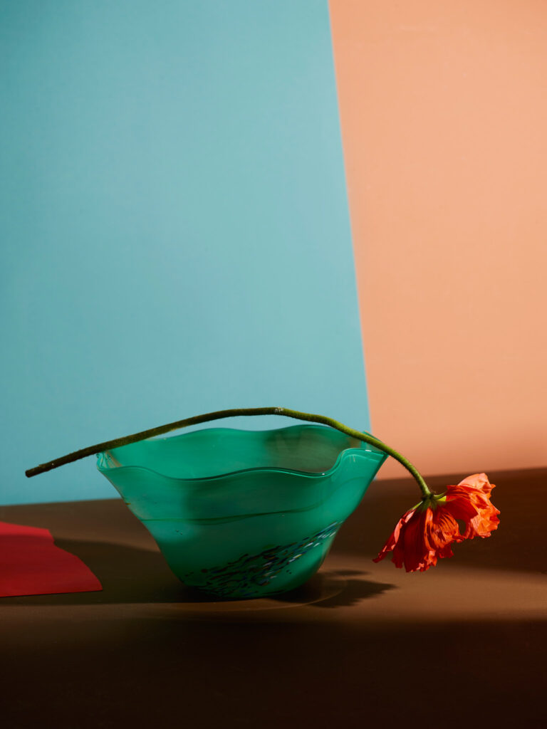 Green vintage glass bowl