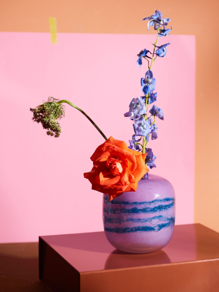 Purple vintage vase in art glass