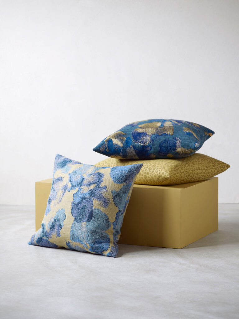 wool pillows and a yellow wooden box