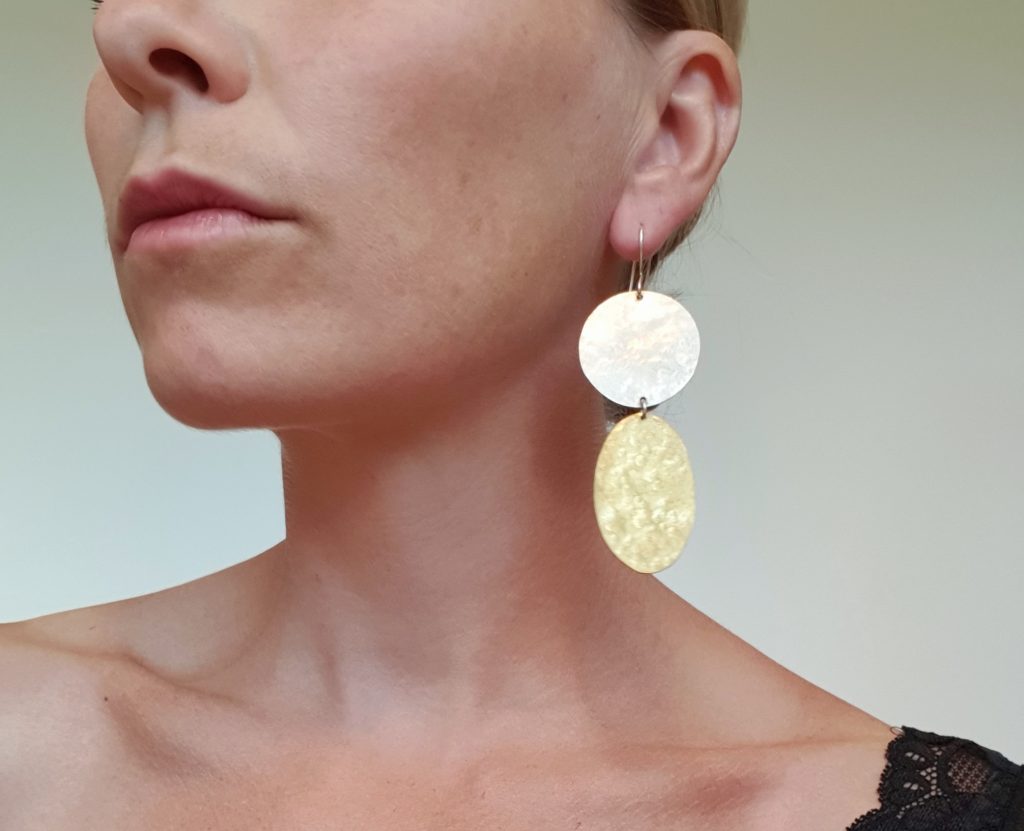 Brass silver earrings