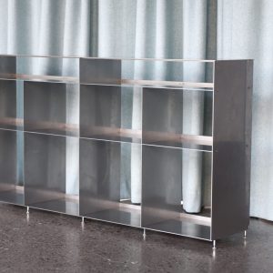 Stainless steel bookcase from Edvard Glazebrook
