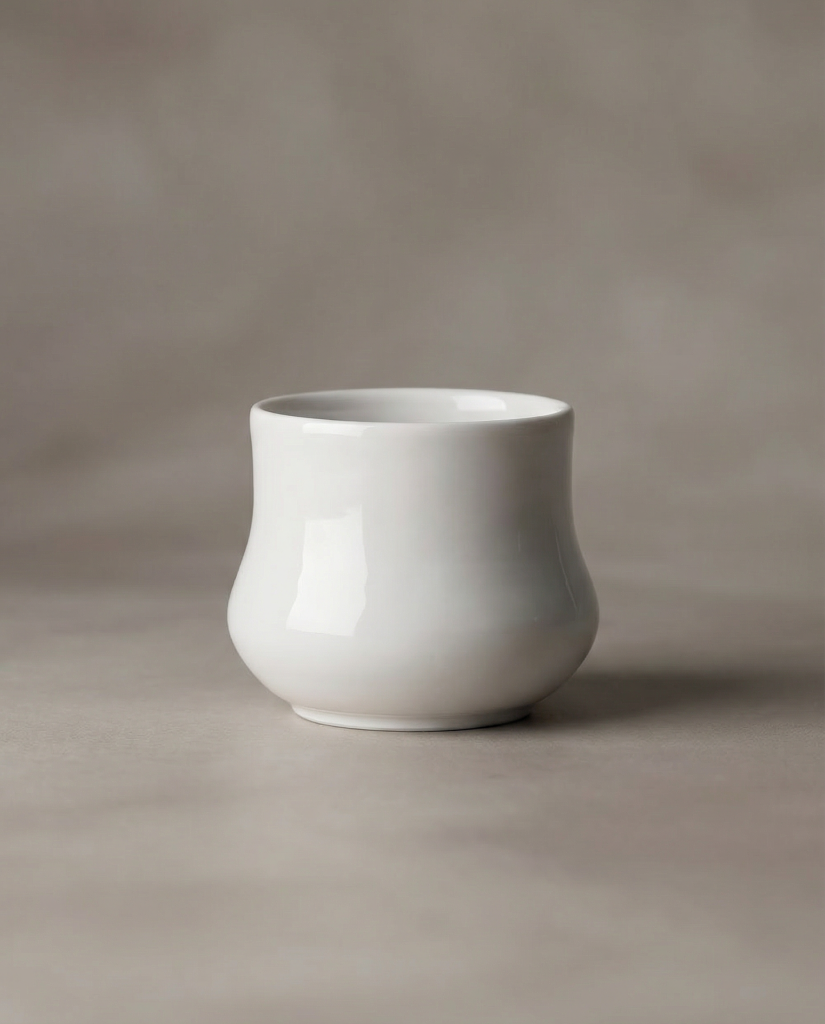 Cup in white porcelain by Elisabeth Kongsrud