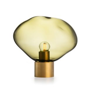 Crystal Stone Bordlampe Oliven av Hadeland Glassverk Crystal Stone Bordlampe Oliven av Hadeland Glassverk