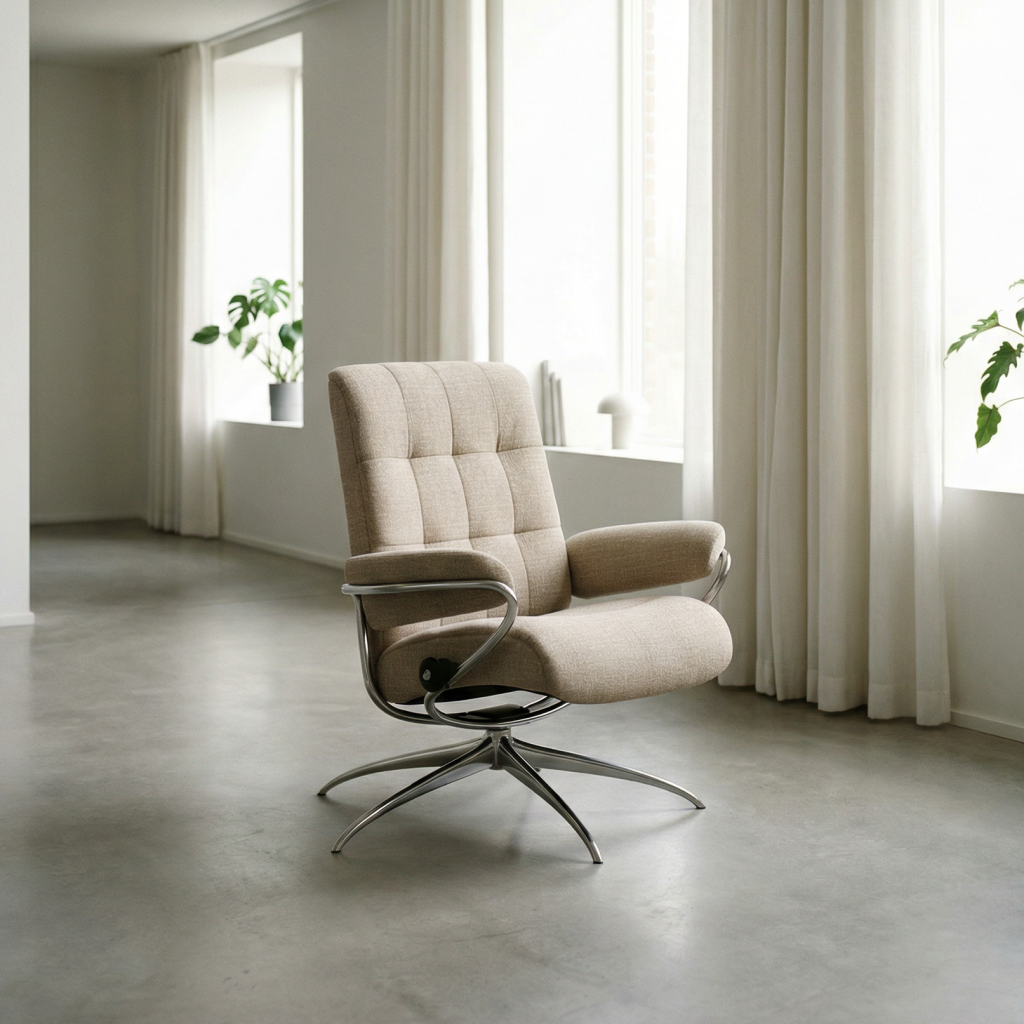 London Armchair in modern home, white textiles