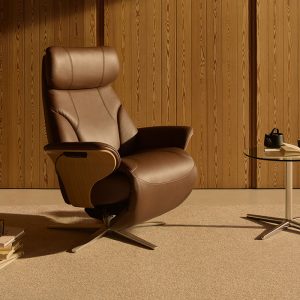Adam loungechair produced by Stressless. Modern home and leather loungechair with metal legs