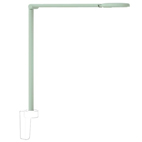 Luxo Motus Flat desk lamp head in Pleasant Green - studio photo on white background