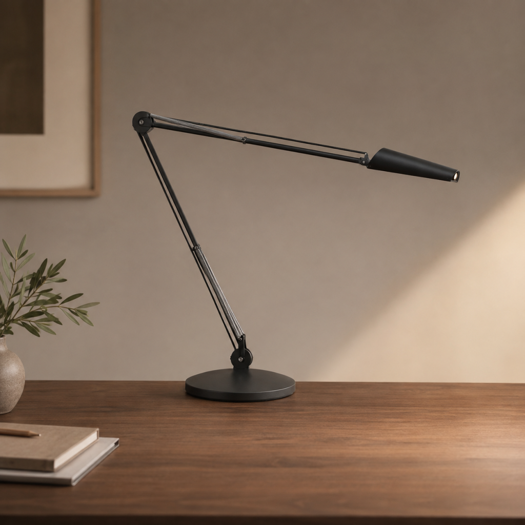 Luxo Air LED desk lamp - lifestyle photo on desk
