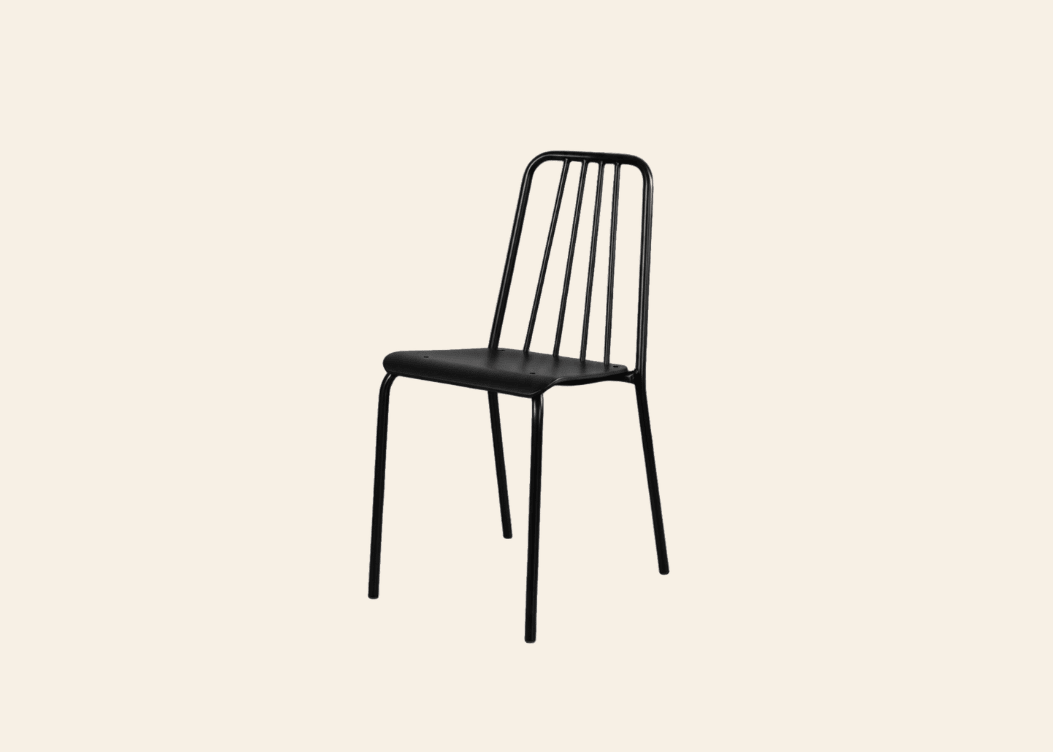 Grorud Outdoor stacking chair in Black – studio photo on white background