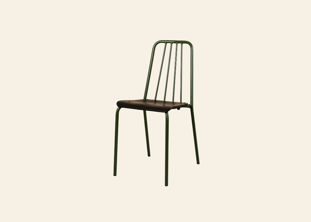 Grorud Outdoor stacking chair in Green – studio photo on white background